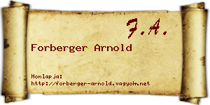 Forberger Arnold névjegykártya